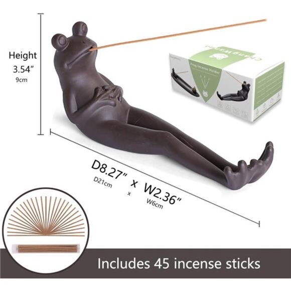 ChangWanna Ceramic Frog Incense Holder - Set of 45 Sandalwood Incense Sticks - Picture 4 of 7